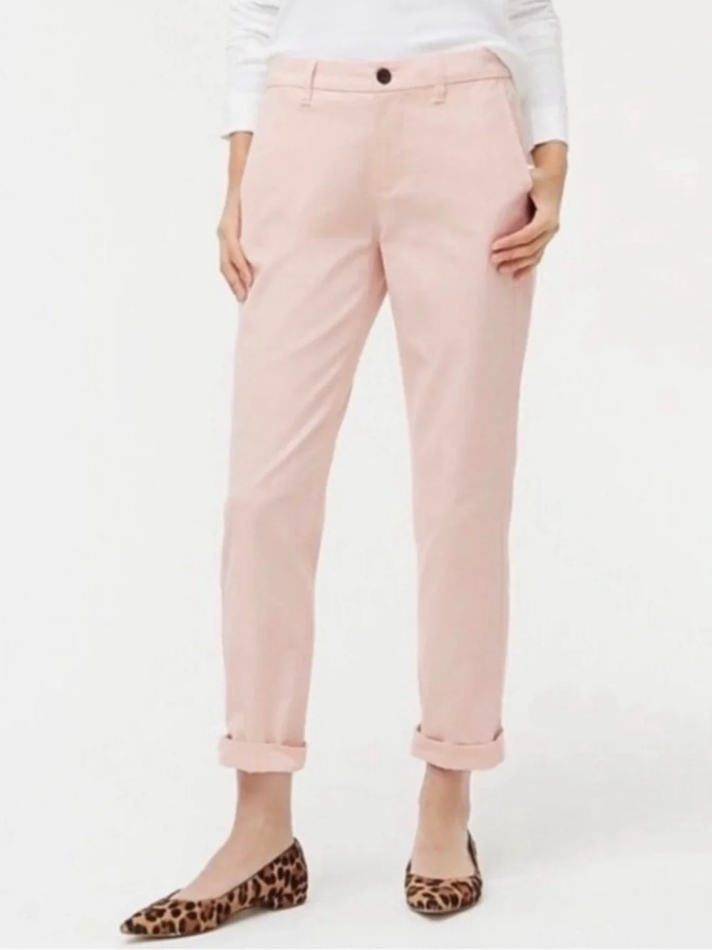 J. Crew High-Rise Girlfriend Chinos - Pale Pink